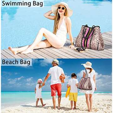 IBFUN Neoprene Bag - Large Stylish Beach Tote for Women