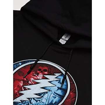 Liquid Blue Men's Grateful Dead Bertha SYF Hood Pullover Hoodie, Black, Medium