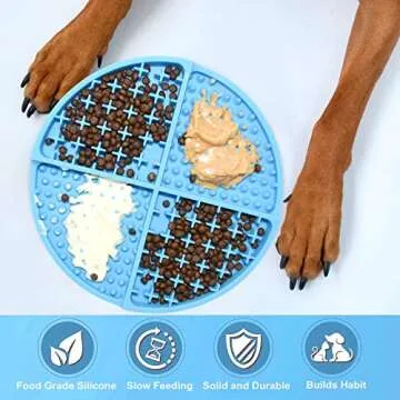 Bangp Licking Mat for Dogs and Cats,Dog Slow Feeders,Boredom Anxiety Reduction,Heavy-Duty Puzzle Mat Dog Treat Mat with Unique Quadrant Design,Perfect for Yogurt,Treats or Peanut Butter(Blue)