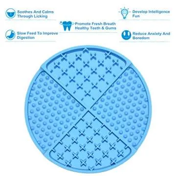 Bangp Licking Mat for Dogs and Cats,Dog Slow Feeders,Boredom Anxiety Reduction,Heavy-Duty Puzzle Mat Dog Treat Mat with Unique Quadrant Design,Perfect for Yogurt,Treats or Peanut Butter(Blue)