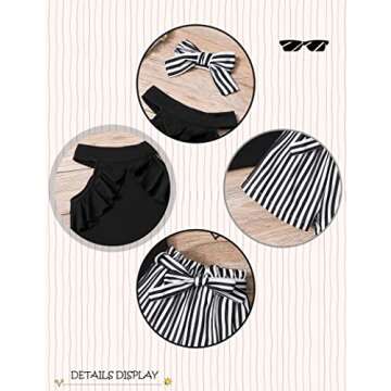 MIGU Toddler Girl Clothes 4t-5t Girls Summer Clothes Cute Girl Fashion Black Sleeveless top striped shorts Cloting Sets Outfits headbands 3pcs