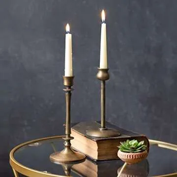 The CTW Home Collection - Elegant Set of Two Brass Taper Candle Holders