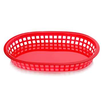 New Star Foodservice 44065 Fast Food Baskets, 10.5 x 7 Inch, Set of 12, Red