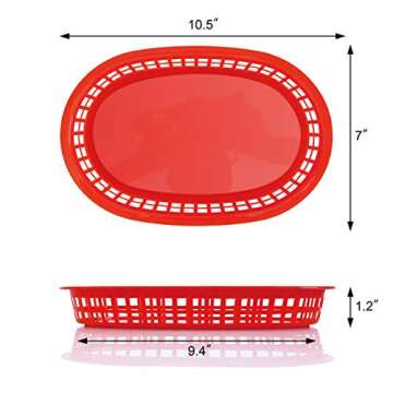 New Star Foodservice 44065 Fast Food Baskets, 10.5 x 7 Inch, Set of 12, Red