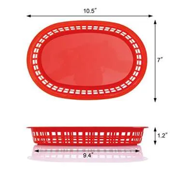 New Star Foodservice 44065 Fast Food Baskets, 10.5 x 7 Inch, Set of 12, Red