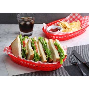 New Star Foodservice 44065 Fast Food Baskets, 10.5 x 7 Inch, Set of 12, Red