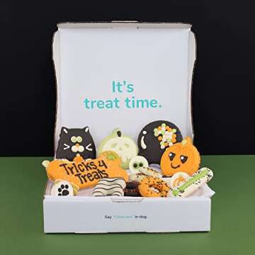 WÜFERS Dog Cookie Box | Handmade Hand-Decorated Dog Treats | Dog Gift Box Made with Locally Sourced Ingredients (Halloween)