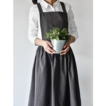 Jecopan Stylish Bib Apron for Women in Dark Grey