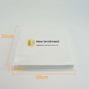 New brothread Tear Away Machine Embroidery Stabilizer Backing 8"x8" - 100 Precut Sheets - Medium Wei...