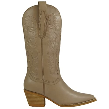 ARIDER GIRL Hanan Women 13 Inch Mid Calf Boots - Trendy Taupe Footwear