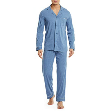 DAVID ARCHY Mens Pajamas Set Soft Cotton Notched Collar Pajamas for Men Long Sleeve Mens Sleepwear w...