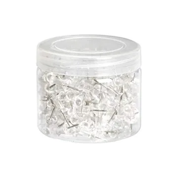 Amazon Basics Push Pins Tacks, 200-Pack, Clear Head & Steel Points