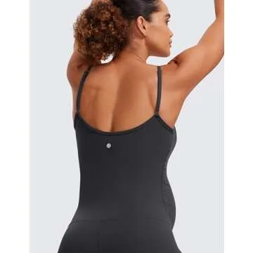 CRZ YOGA Butterluxe Maternity Workout Romper for Women Spaghetti Strap Casual Jumpsuit Shorts Pregnancy Tank Top Bodysuit Mysterious Grey Small