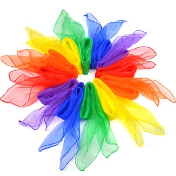 Vivid 12pcs Juggling Silk Scarves for Dance & Magic - 6 Colors