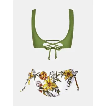 CUPSHE Women's Lace Up Bikini Stylish Swimwear