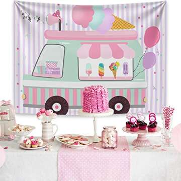 Mocsicka Ice Cream Birthday Party Backdrop Ice Cream Truck Birthday Party Background Ice Cream Shop ...