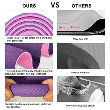 Yoga Mat 1/3 inch QMKGEC Exercise Mats 8mm TPE Non-Slip Extra Thick High-Density Eco Friendly for Yoga Workout Pilates Yoga Mats for Women Men