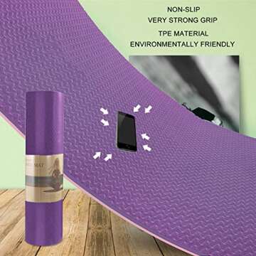 Yoga Mat 1/3 inch QMKGEC Exercise Mats 8mm TPE Non-Slip Extra Thick High-Density Eco Friendly for Yoga Workout Pilates Yoga Mats for Women Men