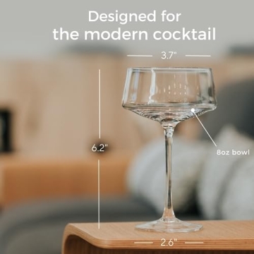 Luxe Martini Glasses Set of 4 Handblown Crystal with Spoon