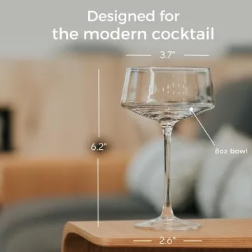 Luxe Martini Glasses Set of 4 Handblown Crystal with Spoon