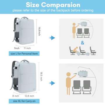 Taygeer Carry On Backpack, 35l Travel Backpack for Women Airline Approved, Cute Underseat Personal Item Travel Bag With Shoe Compartment, Casual Daypack Gifts for Friend Hiking Outdoor Weekend,Blue