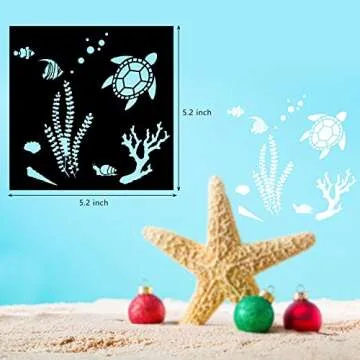 20 Pieces Sea Ocean Creatures Stencils for DIY Crafts and Painting