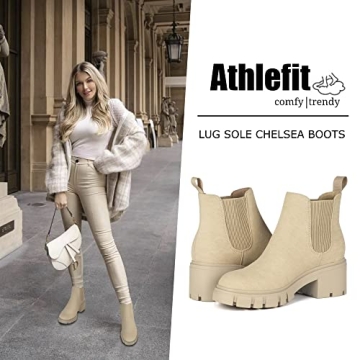 Stylish Athlefit Women's Tan Chelsea Boots for Comfort