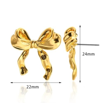 Gold Silver Bow Earrings Women Christmas Birthday Gift