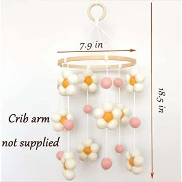 Daisy Mobile for Crib, Baby Crib Mobile for Girls, Baby Mobile for Bassinet, Nursery Felt Flower Mobiles