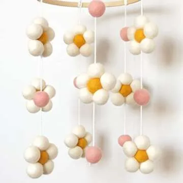Daisy Mobile for Crib, Baby Crib Mobile for Girls, Baby Mobile for Bassinet, Nursery Felt Flower Mobiles