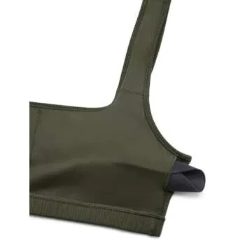 CRZ YOGA Ribbed Sports Bra - Square Neck Wireless Padded Top