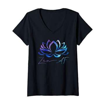 Womens Zen AF Lotus Flower Funny Gift Yoga Clothes Spiritual Gifts V-Neck T-Shirt