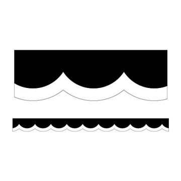 Schoolgirl Style Black, White and Stylish Wavy Line Scalloped Borders—13 White and Black Bulletin ...