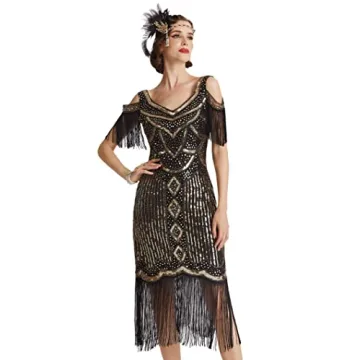 BABEYOND 1920s Flapper Dress - Vintage Style Long Fringe Dress