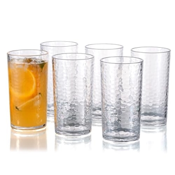 KX-WARE 20-ounce Acrylic Glasses Plastic Tumbler Set of 6 - Hammered Style