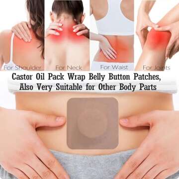 16 Pack Disposable Castor Oil Pack Wrap for Belly Button, Self-Adhesive Castor Oil Patches With Organic Cotton Pad, No Wash, No Irritation, and Anti-Leakage Castor Oil Pads Men Women Day and Night Use