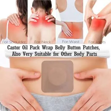 16 Pack Disposable Castor Oil Pack Wrap for Belly Button, Self-Adhesive Castor Oil Patches With Organic Cotton Pad, No Wash, No Irritation, and Anti-Leakage Castor Oil Pads Men Women Day and Night Use