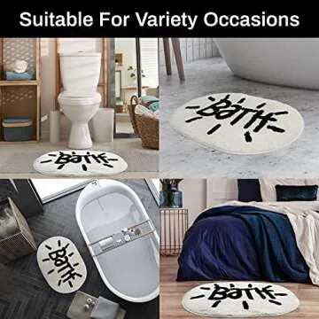UNIBATH White Bathroom Rugs and Mat Oval Cute Small Bath Mat for Bathroom Black and White Bathroom Decor Soft Bath Rugs Plush Absorbent Non-Slip Foot Mat Machine Washable Toilet Rug