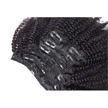 Ms Fenda Afro Kinky Curly 4B 4C Clip In Hair Extensions Brazilian Remy Virgin Hair Natural Color 120Gram 7Pcs/Set (16", Afro Kinky Curly)