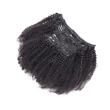 Ms Fenda Afro Kinky Curly 4B 4C Clip In Hair Extensions Brazilian Remy Virgin Hair Natural Color 120Gram 7Pcs/Set (16", Afro Kinky Curly)