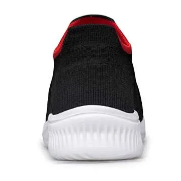 vibdiv Womens Walking Shoes Pull-on Sock Sneakers Shoes Comfortable Breathable Work Shoes Indoor Outdooor Black White 7.5