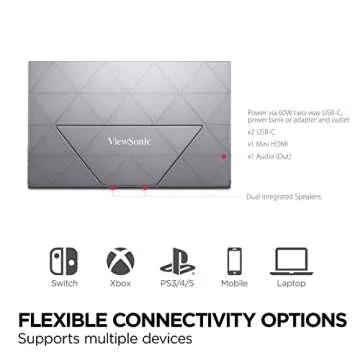 ViewSonic VX1755 17 Inch 1080p Portable IPS Gaming Monitor with 144Hz, AMD FreeSync Premium, 2 Way Powered 60W USB C, Mini HDMI, and Built-in Stand with Magnetic Cover