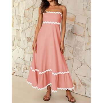 ZESICA Women's 2025 Summer Spaghetti Straps Sleeveless Backless Sundress Flowy Smocked Lace Midi Dre...