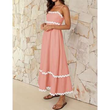 ZESICA Summer Spaghetti Straps Sundress - Coral Pink