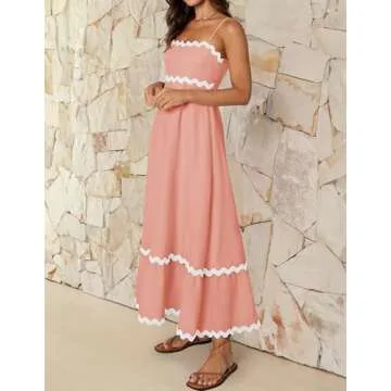 ZESICA Summer Spaghetti Straps Sundress - Coral Pink
