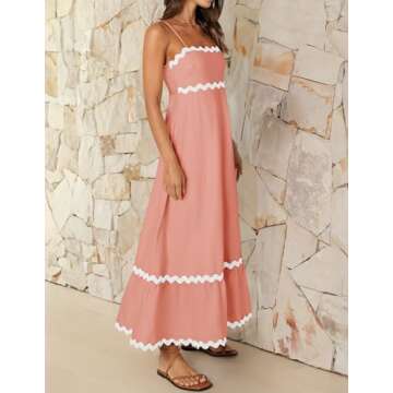 ZESICA Summer Spaghetti Straps Sundress - Coral Pink