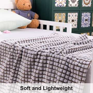 NTBAY Plush Flannel Baby Blanket, Soft and Warm Toddler Blanket with Checkered Texture for Stroller, Crib, Travel, 30x40 Inches, Brown