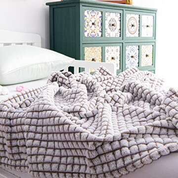 NTBAY Plush Flannel Baby Blanket, Soft and Warm Toddler Blanket with Checkered Texture for Stroller, Crib, Travel, 30x40 Inches, Brown