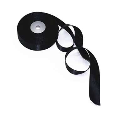 SWTOOL 1" Solid Satin Ribbon 50 Yards Roll for Wedding Details, Sewing Projects, Gift Wrapping, Invitation Embellishments and Crafting Projects Etc (Black)