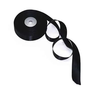 SWTOOL 1" Solid Satin Ribbon 50 Yards Roll for Wedding Details, Sewing Projects, Gift Wrapping, Invitation Embellishments and Crafting Projects Etc (Black)